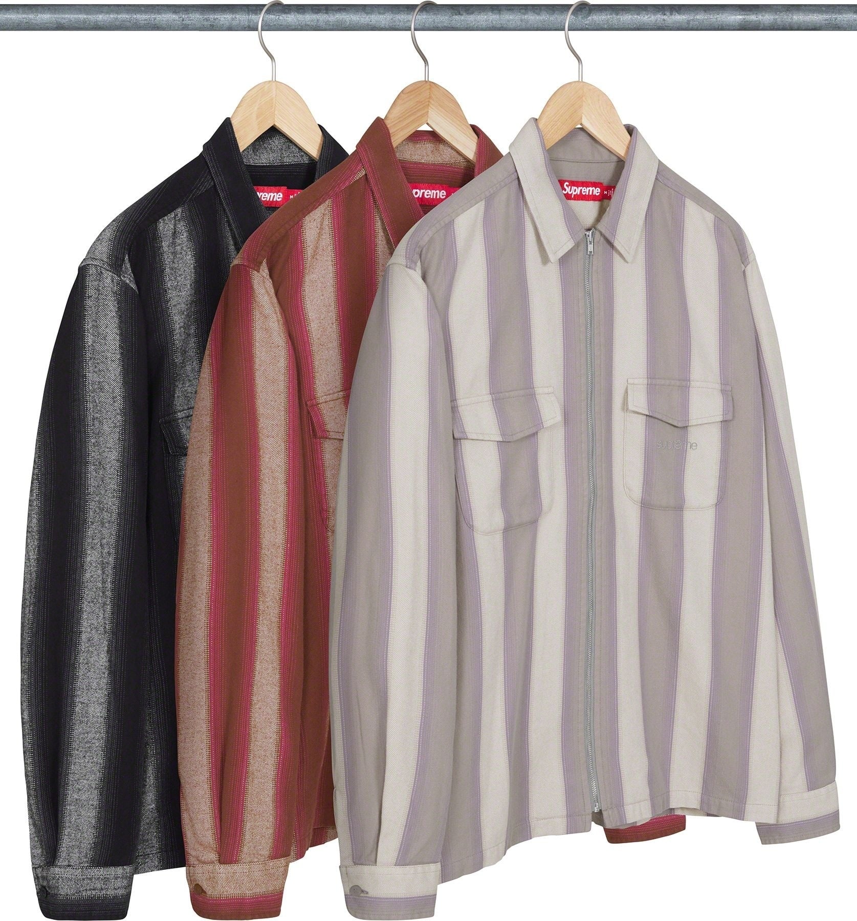 Stripe Flannel Zip Up Shirt